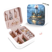 Leather Travel Jewelry Storage Box - Portable Jewelry Organizer - Night ... - £12.16 GBP