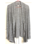 Chico&#39;s Gray W/ Black Stripe 2 Long Sleeve Cowl Neck Open Front Womens S... - $463.35 MXN
