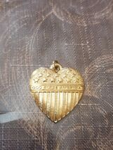 Avon Gold Tone &quot;God Bless America&quot; Heart Pendant 1980s Vintage  1&quot; - $15.83