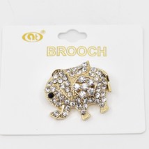 Gold Tone Rhinestone Crystal Accent Baby Elephant Fashion Accessory Pin Brooch - £7.11 GBP