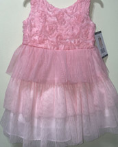 Bonnie Jean Pink Rosette Flower Girls Sleeveless Ruffle Dress Sz 3T  Spring- NEW - £17.80 GBP