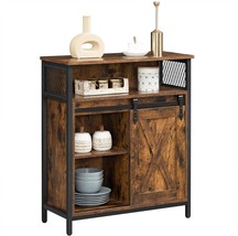 Vasagle Buffet Cabinet, Sideboard With Open Compartment, Sliding Barn Door, - $116.95