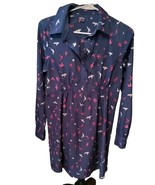 GAP MATERNITY Womens Dress Bird Print Button half Down Long Sleeve Blue ... - €12,85 EUR