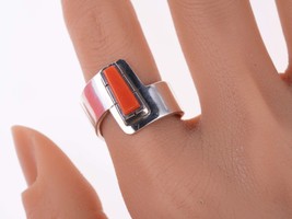 Sz8 Jared Chavez San Felipe Sterling silver and coral modernist ring - £322.98 GBP