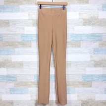 ZARA Stretch Twill Knit Pull On Flared Pants Brown High Rise Womens Medium - £27.75 GBP