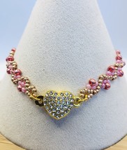 Pink Gold Zircon bracelet minimalist thin  NWOT Magnetic Heart - £12.42 GBP