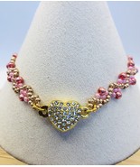 Pink Gold Zircon bracelet minimalist thin  NWOT Magnetic Heart - $15.68