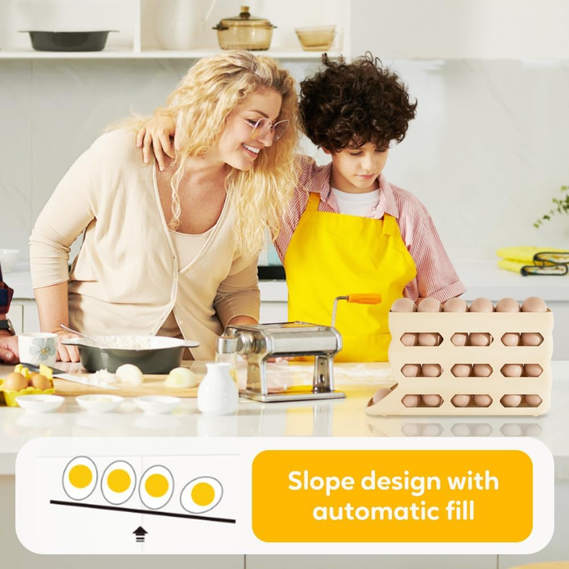 4 Tiers Egg Holder for Fridge, Automatic Rolling down Egg Holder Egg Tray Stacka Item image 4