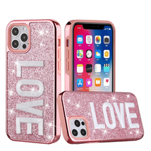 PINK Embroidery Glitter Chrome Hybrid Case for iPhone 12 Pro Max 6.7&quot; PINK - £6.84 GBP
