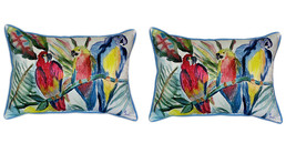 Pair of Betsy Drake Parrot Family Large Pillows 15 Inch x 22 Inch - £69.98 GBP
