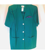 Leslie Fay Women&#39;s Blazer Teal, Collarless Short Sleeve, Pockets 14W - $17.81