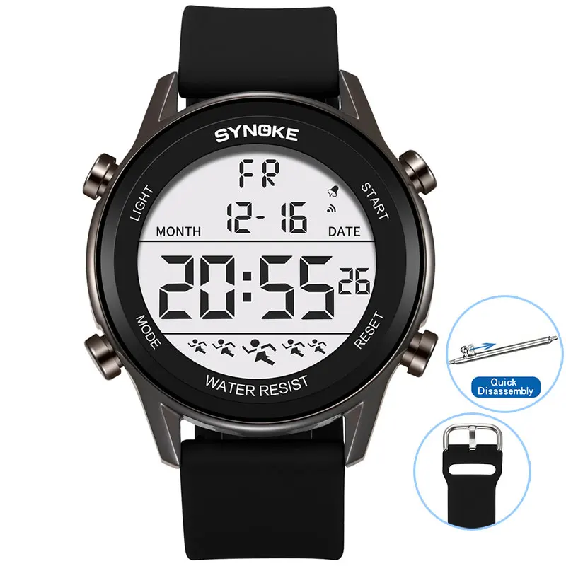 SYNOKE   for Men Ultra-thin Design Big Numbers Digital Watch Man Waterproof Casu - £88.15 GBP