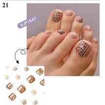 24Pcs Press On Toe False Nails Black Line Glitter Model #21 - £4.64 GBP