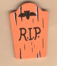 Tombstone Rip Pin BROOCH-Graveyard Retirement Halloween Costume Jewelry-ORANGE - $5.87