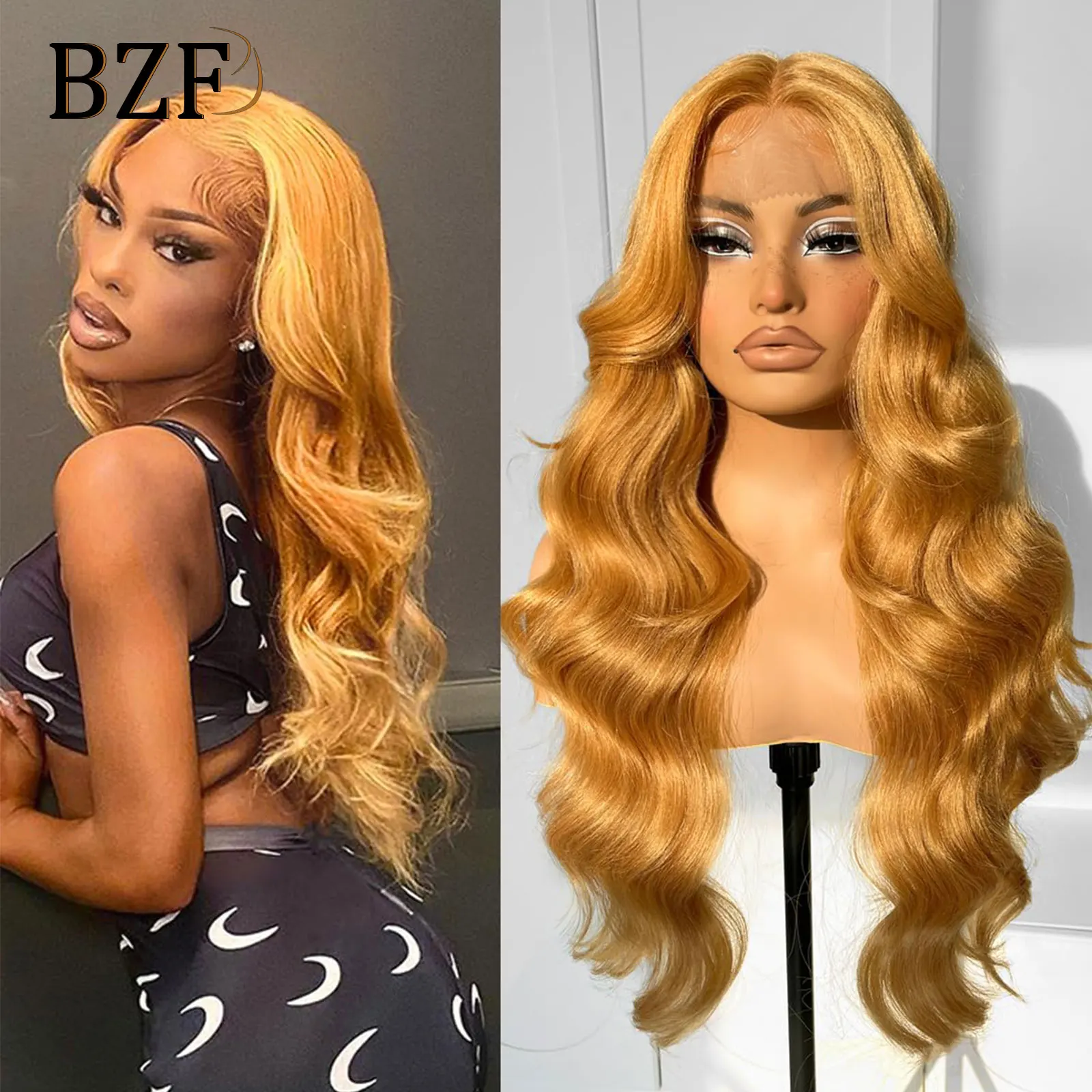 #27 Honey Blonde Lace Front Wig Glueless Body Wave Wigs For Women Pre Pluck - £44.92 GBP+