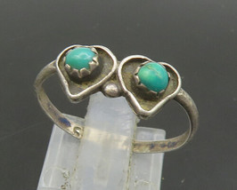S. LUNA NAVAJO 925 Silver - Vintage Turquoise Hearts Band Ring Sz 8 - RG24012 - £38.74 GBP