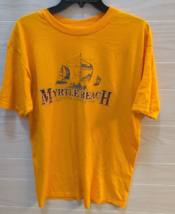 Myrtle Beach SC Men&#39;s t shirt L Large 2000 vintage dark yellow w/ sailboats - £11.73 GBP