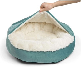 Dog Cat Bed with Attached Blanket Soft Plush Cozy Donut Cuddler Hooded P... - £80.77 GBP+