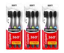 Colgate 360 Charcoal Toothbrush Soft 3ct 3 Pack - £17.43 GBP