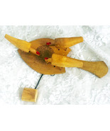 Vintage Handmade Wooden Toy Chickens Eating Pull String & Chickens Peck at Food! - $31.89