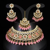 Indian Bollywood Gold Plated Kundan Choker Bridal Necklace Earrings Jewelry Set - £13.54 GBP