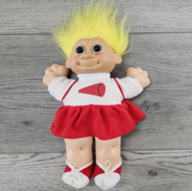 Vintage Russ Troll Kidz 11&quot; Cheerleader Troll - Soft Body, Yellow Hair, Outfit - £7.75 GBP