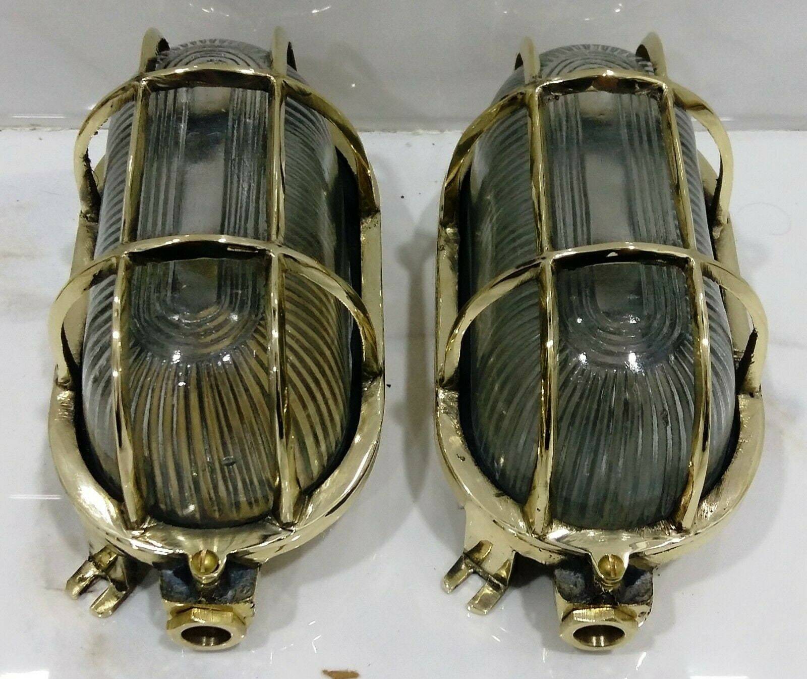 Brass Reclaimed from Ship Lights Nautical Wall Decor Marine Passageway L... - $156.81
