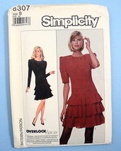 Simplicity 8307 Semi-Fitted Dress Princess Seams Flounces Drop Waist Ruffles 8 - $3.91