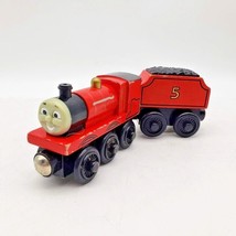 Thomas &amp; Friends Wooden Railway James The Red Engine Train Car Set Tender 2002 - £15.47 GBP