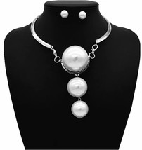 18K Gp Statement Pearl Fashion Jewelry Set - £23.88 GBP