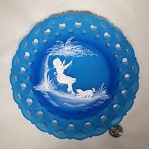 VTG Westmoreland Mary Gregory Style Blue Plate Hand Painted Signed S Miller 1979 - $33.95