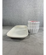 Genevieve Lethu-Grain de Riz 1984 White Plate And 3 Ramekins - $23.98