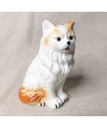 Vintage Sitting Ginger &amp; White Persian Long Hair Cat Ceramic Figure - $17.72