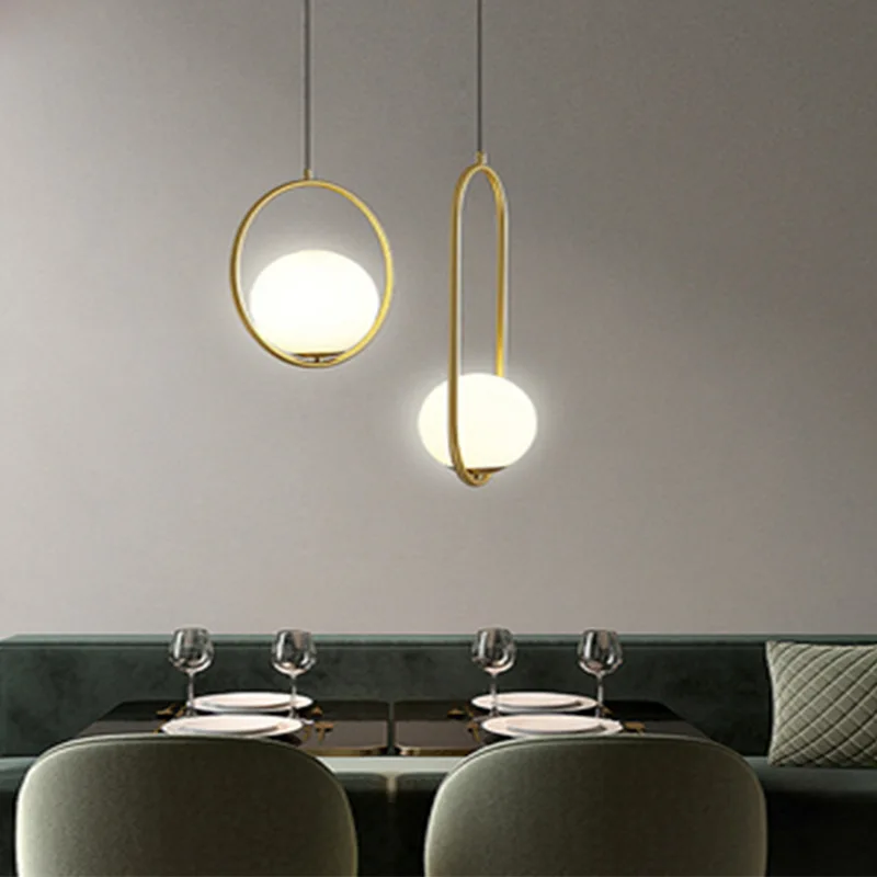 Nordic White Glass Ball Pendant Lights Dining Room Bar Pendant Lamps Han... - $44.89+