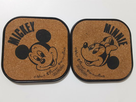 Mickey &amp; Minnie ZOJIRUSHI Cork Coaster Disney Old Retro Antique - £26.20 GBP