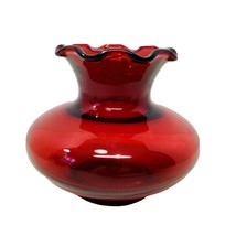 Vintage 1950’s Anchor Hocking Royal Ruby Crimped Bud Vase Depression Glass - £9.40 GBP
