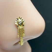 14k Real Solid Gold Indian Chain Style Indian Women Nose Stud Pin - £57.32 GBP
