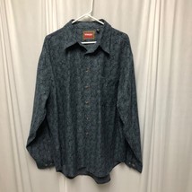 Wrangler Hero Shirt Mens Size XL Blue Paisley Button Up Long Sleeve Western - £19.40 GBP