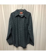 Wrangler Hero Shirt Mens Size XL Blue Paisley Button Up Long Sleeve Western - $23.51