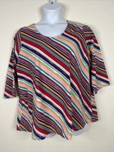 Jessica London Womens Plus Size 26/28 (3X) Colorful Stripe Knit Top 3/4 Sleeve - £13.88 GBP