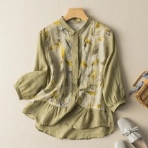 Printed shirt large size women&#39;s summer new fashion elegant and chic literary re - £65.15 GBP