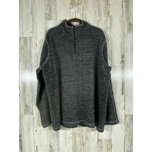 Eddie Bauer Mens Heathered Charcoal Grey 1/4 Zip Sweater Size 2XL - $18.67