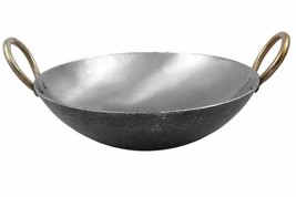 Traditional Iron deep Kadai/Frying Pan for Cooking, Iron Fry Kadhai 8inch - £19.43 GBP