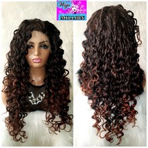 Pam&quot; Synthetic Wig Hair, Long Kinky Curly #1b/33 Lace Front Wig Hair los... - £58.13 GBP
