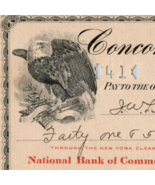 1913 Concord Banking Co Check Patriotic Eagle - £14.76 GBP