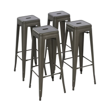 30Inch Metal Stool, Set of 4, Gunmetal Color, Backless Style for Kitchen and Bar - £92.18 GBP