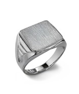 Sterling Silver Brushed Square Signet Ring for Men – Carved Shoulders - $99.99