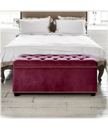 Velvet Upholstered Ottoman Storage Box Bedroom Footstool Blanket Toy Box  - $135.00