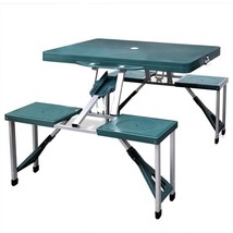 vidaXL Foldable Camping Table Set with 4 Stools Aluminum Extra Light Green - €146,25 EUR