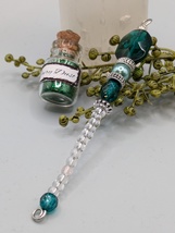 Mini Green Fairy Wand with Glass Beads and Faux Pearl with Fairy Dust - £7.70 GBP